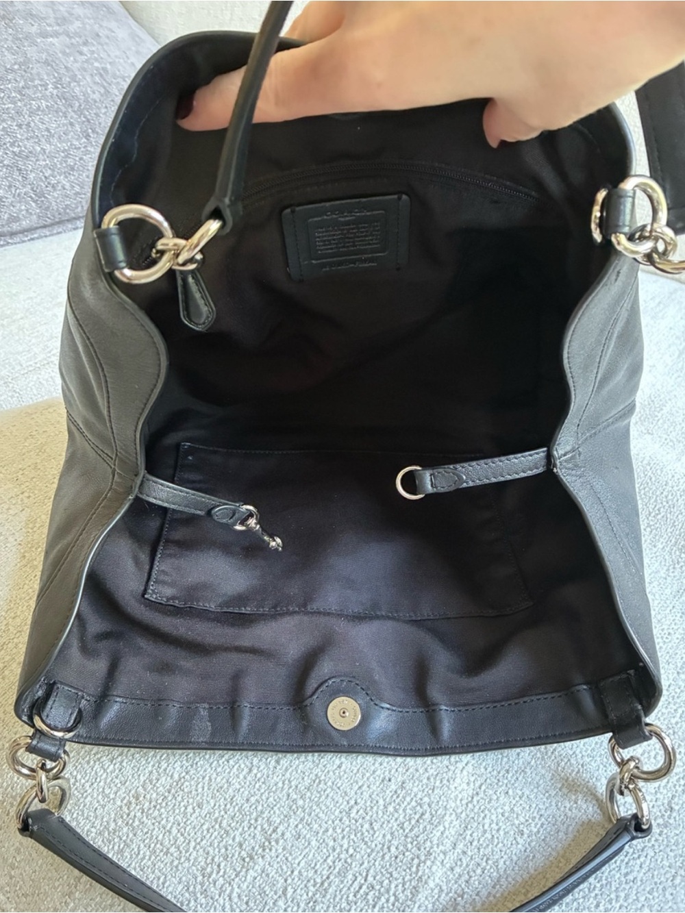 Coach Black Signature Canvas and Leather Hobo Shoulder Bag - Picture 12 of 15